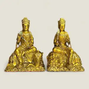 Bộ Tượng Văn Thù Sư Lợi, Phổ Hiền Bồ Tát (siêu phẩm đồng vàng)