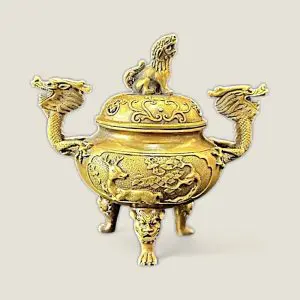 Lư xông trầm nắp Nghê quai Rồng