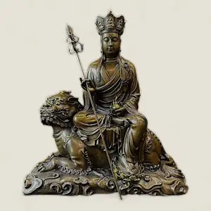 Tượng Địa Tạng Vương Bồ Tát ngồi thần thú Đề Thính