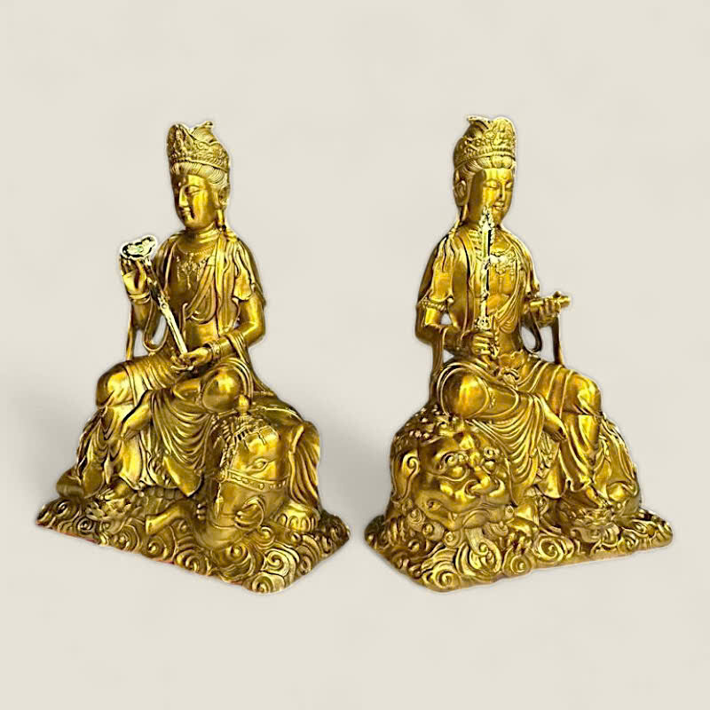 Bộ Tượng Văn Thù Sư Lợi, Phổ Hiền Bồ Tát (siêu phẩm đồng vàng) 2 Bộ Tượng Văn Thù Sư Lợi, Phổ Hiền Bồ Tát (siêu phẩm đồng vàng) - Ảnh 2