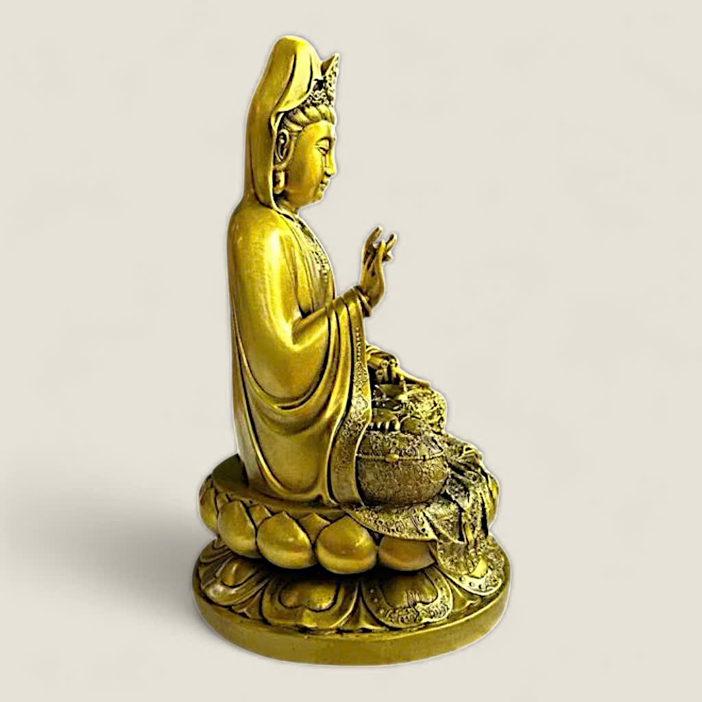 Tượng Quan Âm Bồ Tát (đồng vàng cao cấp) 5 Tượng Quan Âm Bồ Tát (đồng vàng cao cấp) - Ảnh 5