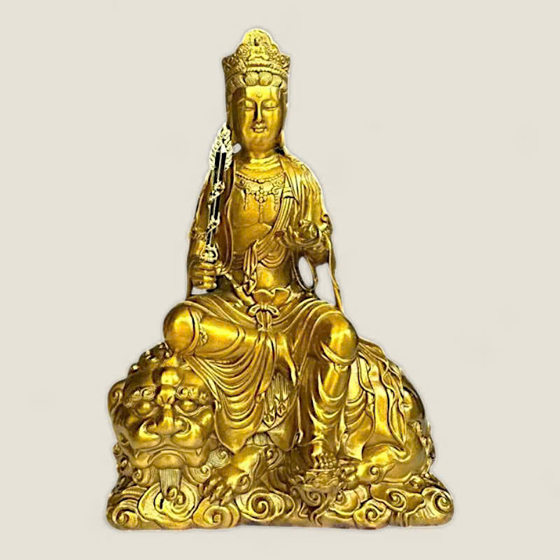 Bộ Tượng Văn Thù Sư Lợi, Phổ Hiền Bồ Tát (siêu phẩm đồng vàng) 5 Bộ Tượng Văn Thù Sư Lợi, Phổ Hiền Bồ Tát (siêu phẩm đồng vàng) - Ảnh 5