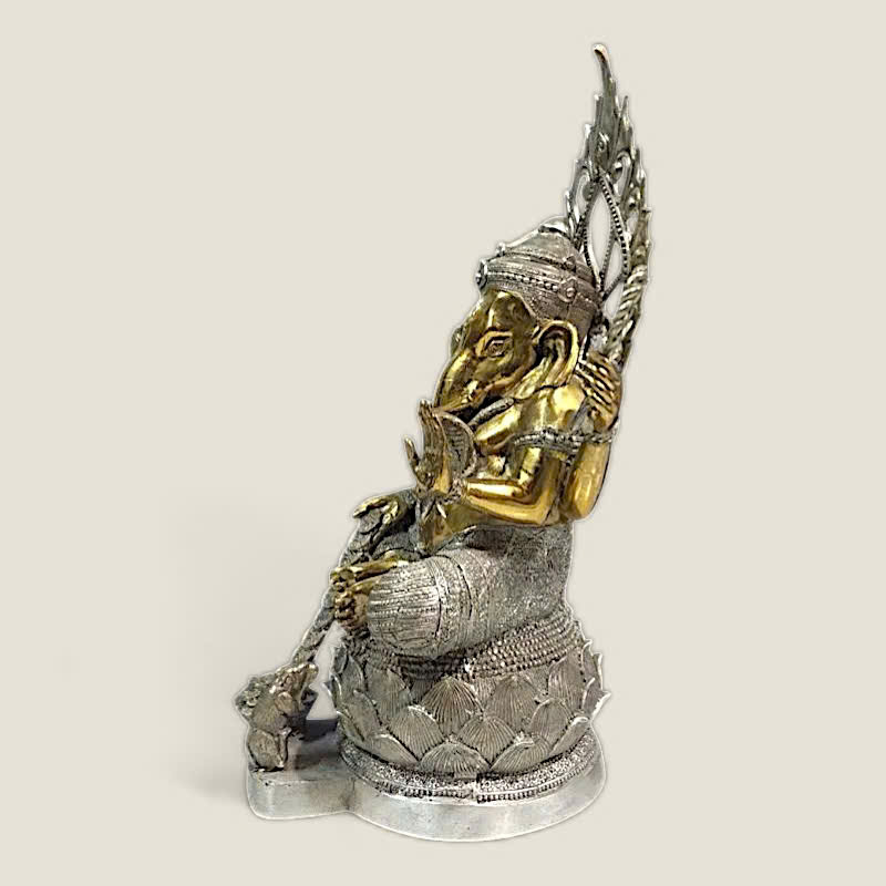 Tượng Thần Voi Ganesha (Đồng Khảm Bạc) 5 Tượng Thần Voi Ganesha (Đồng Khảm Bạc) - Ảnh 5