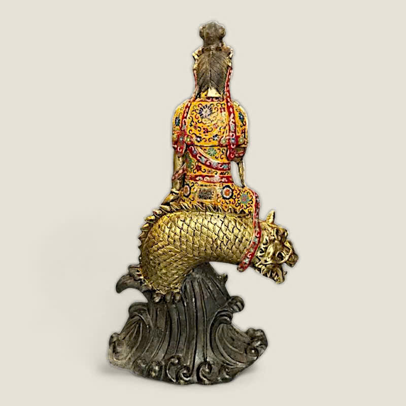Tượng Quan Thế Âm Bồ Tát Cưỡi Rồng (đồng cẩn men) 6 Tượng Quan Thế Âm Bồ Tát Cưỡi Rồng (đồng cẩn men) - Ảnh 6
