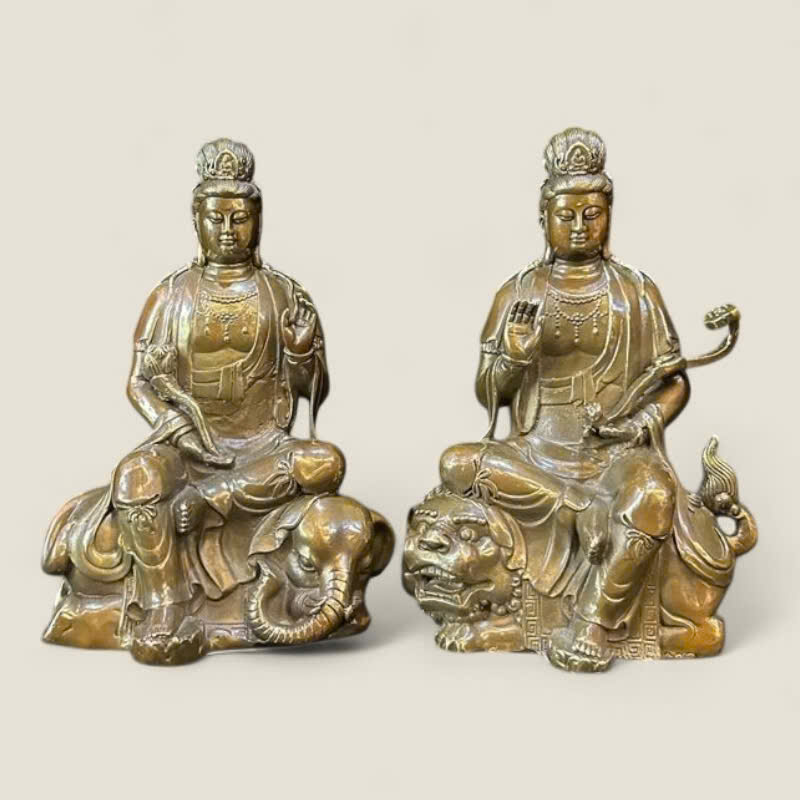 Bộ 2 tượng Văn Thù Sư Lợi, Phổ Hiền Bồ Tát 1 Bộ 2 tượng Văn Thù Sư Lợi, Phổ Hiền Bồ Tát