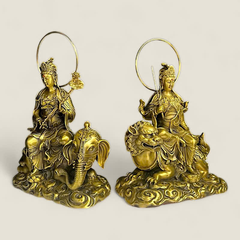 Bộ Tượng Văn Thù Sư Lợi, Phổ Hiền Bồ Tát (đồng vàng cao cấp) 6 Bộ Tượng Văn Thù Sư Lợi, Phổ Hiền Bồ Tát (đồng vàng cao cấp) - Ảnh 6