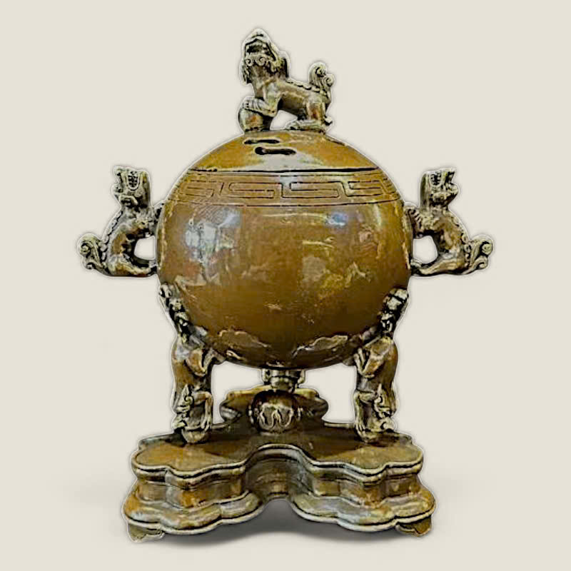 Bộ lư Lân vờn cầu và Chân đèn Song Long 6 Bộ lư Lân vờn cầu và Chân đèn Song Long - Ảnh 6