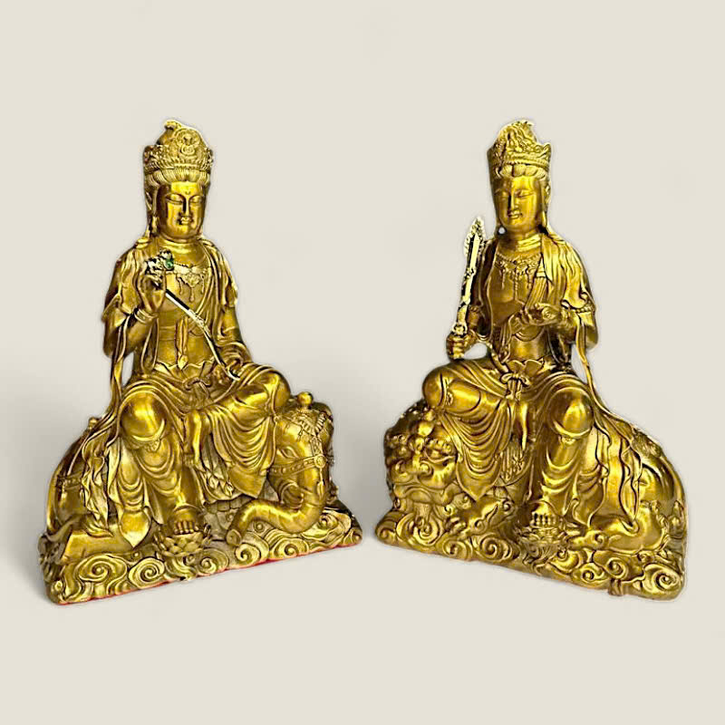 Bộ Tượng Văn Thù Sư Lợi, Phổ Hiền Bồ Tát (siêu phẩm đồng vàng) 6 Bộ Tượng Văn Thù Sư Lợi, Phổ Hiền Bồ Tát (siêu phẩm đồng vàng) - Ảnh 6