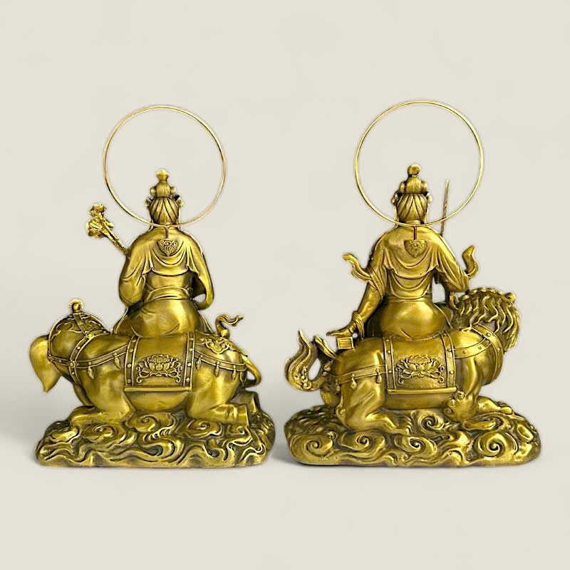 Bộ Tượng Văn Thù Sư Lợi, Phổ Hiền Bồ Tát (đồng vàng cao cấp) 3 Bộ Tượng Văn Thù Sư Lợi, Phổ Hiền Bồ Tát (đồng vàng cao cấp) - Ảnh 3