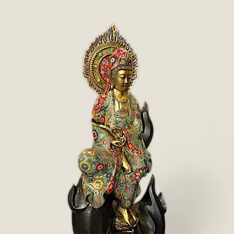 Tượng Quan Thế Âm Bồ Tát Cưỡi Sóng (đồng cẩn men) 5 Tượng Quan Thế Âm Bồ Tát Cưỡi Sóng (đồng cẩn men) - Ảnh 5