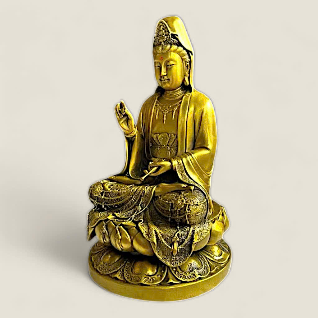 Tượng Quan Âm Bồ Tát (đồng vàng cao cấp) 4 Tượng Quan Âm Bồ Tát (đồng vàng cao cấp) - Ảnh 4