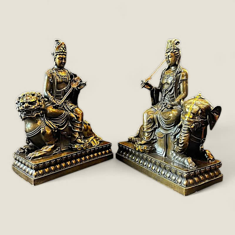 Bộ Tượng Văn Thù Sư Lợi, Phổ Hiền Bồ Tát cưỡi linh thú 3 Bộ Tượng Văn Thù Sư Lợi, Phổ Hiền Bồ Tát cưỡi linh thú - Ảnh 3