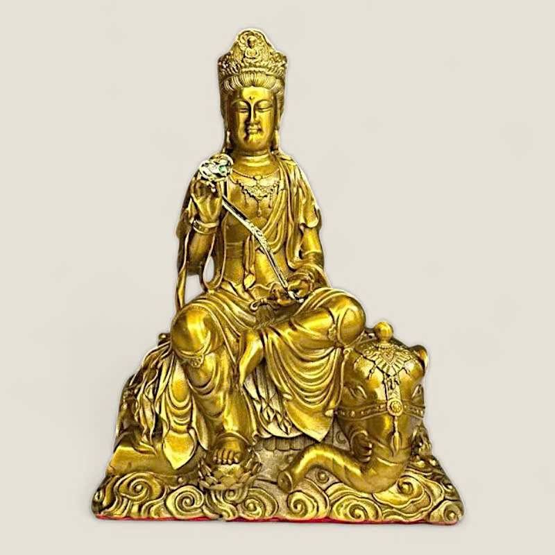 Bộ Tượng Văn Thù Sư Lợi, Phổ Hiền Bồ Tát (siêu phẩm đồng vàng) 3 Bộ Tượng Văn Thù Sư Lợi, Phổ Hiền Bồ Tát (siêu phẩm đồng vàng) - Ảnh 3