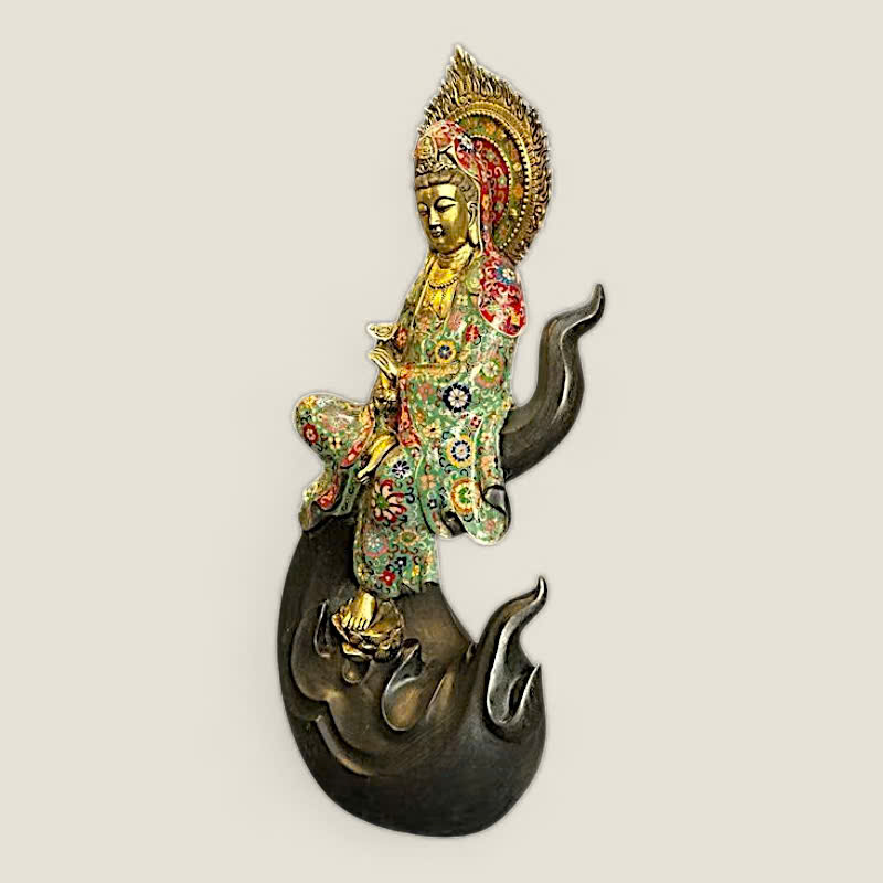 Tượng Quan Thế Âm Bồ Tát Cưỡi Sóng (đồng cẩn men) 3 Tượng Quan Thế Âm Bồ Tát Cưỡi Sóng (đồng cẩn men) - Ảnh 3