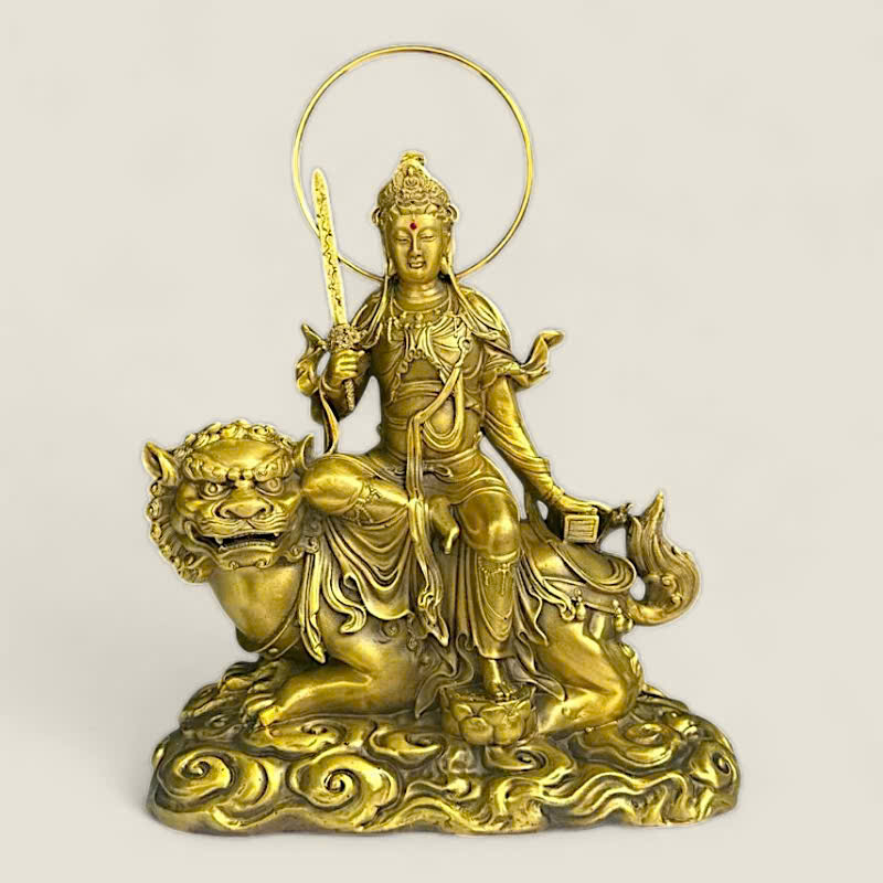 Bộ Tượng Văn Thù Sư Lợi, Phổ Hiền Bồ Tát (đồng vàng cao cấp) 2 Bộ Tượng Văn Thù Sư Lợi, Phổ Hiền Bồ Tát (đồng vàng cao cấp) - Ảnh 2