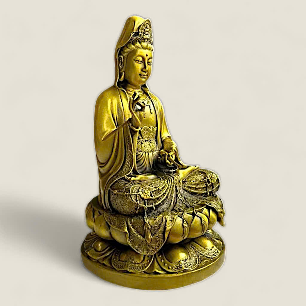 Tượng Quan Âm Bồ Tát (đồng vàng cao cấp) 2 Tượng Quan Âm Bồ Tát (đồng vàng cao cấp) - Ảnh 2