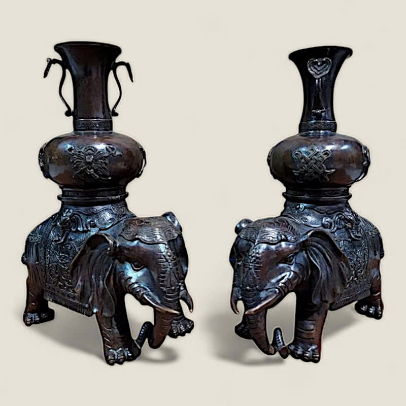 Đôi Tượng Voi Cõng Lộc Bình Phong Thủy