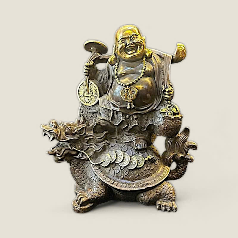 Tượng Di Lặc gánh tiền cưỡi Long Quy 1 Tượng Di Lặc gánh tiền cưỡi Long Quy