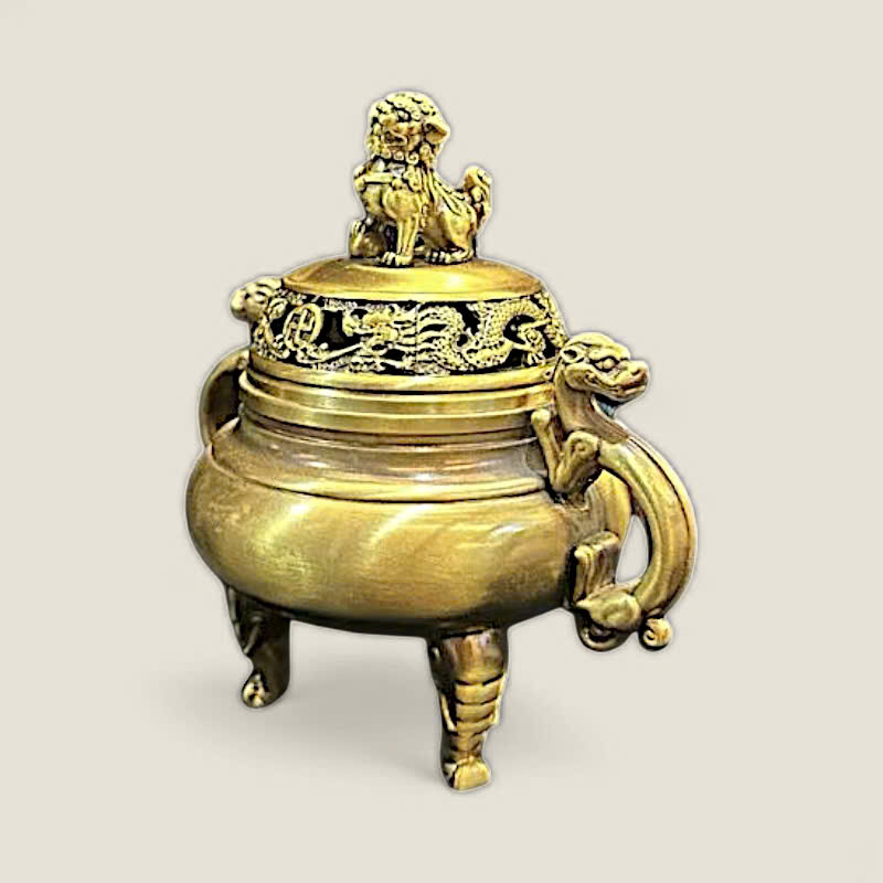 Lư xông trầm Lân vờn cầu 1 Lư xông trầm Lân vờn cầu