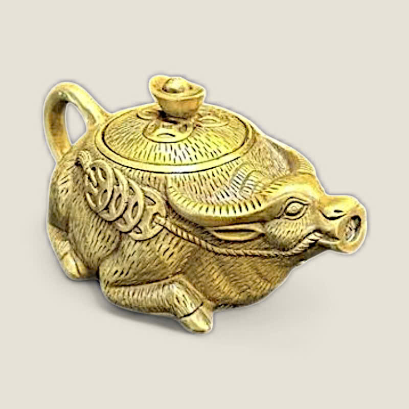 Ấm tích Trâu cõng thỏi vàng 1 Ấm tích Trâu cõng thỏi vàng