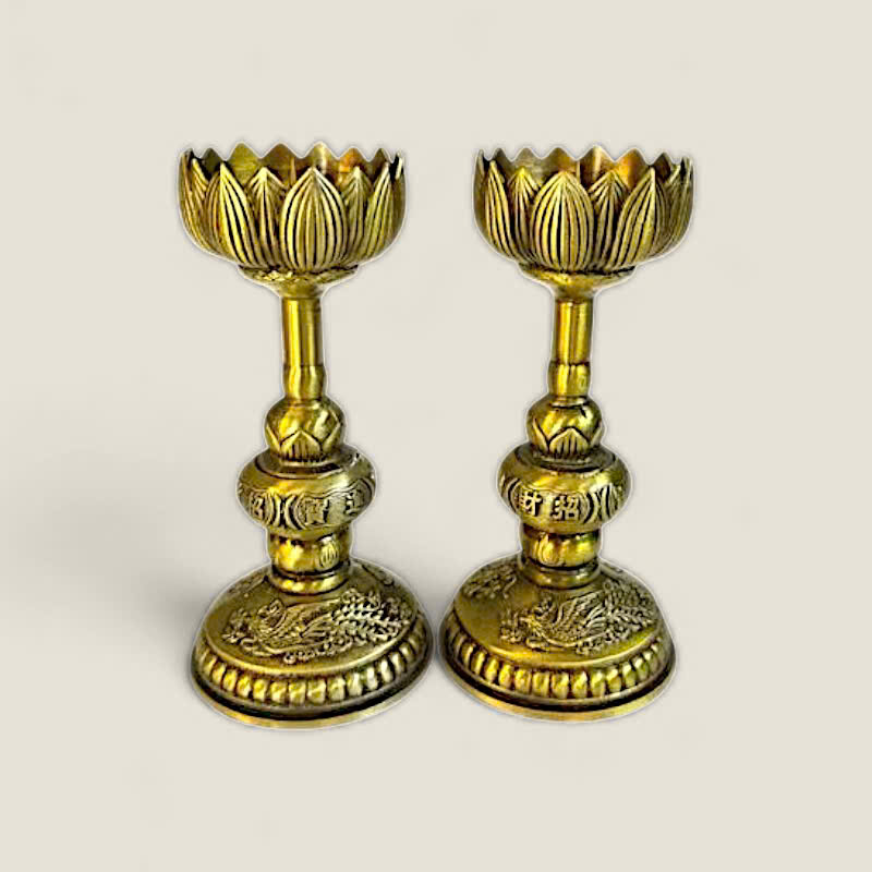 Cặp chân đèn hoa sen Long Phụng 2 Cặp chân đèn hoa sen Long Phụng - Ảnh 2