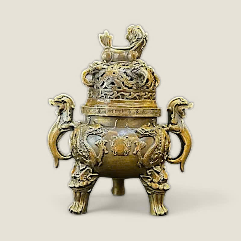 Lư xông trầm Song Long tranh châu 3 Lư xông trầm Song Long tranh châu - Ảnh 3