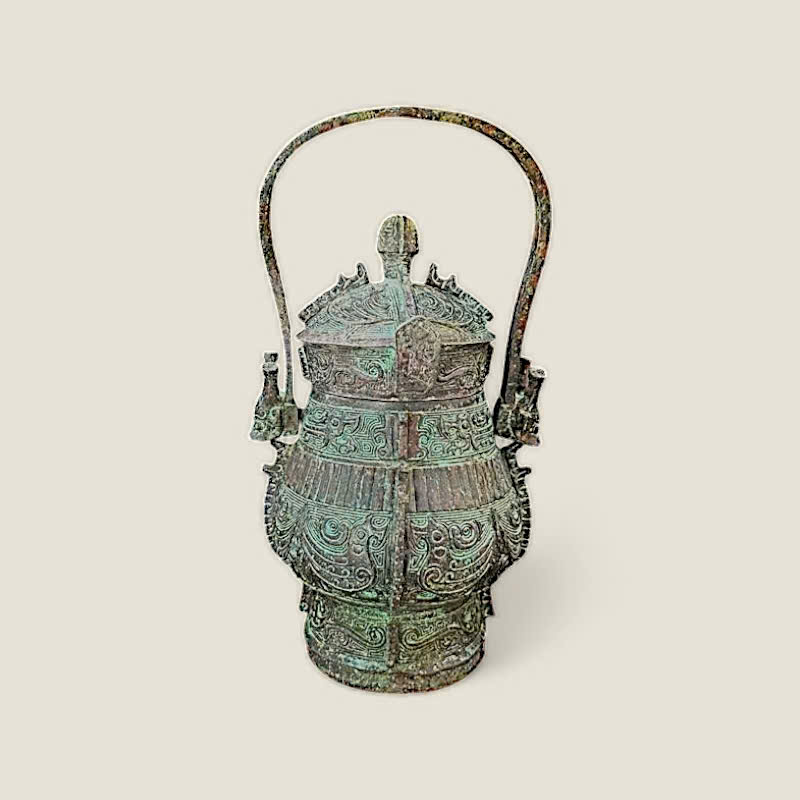 Bình đựng rượu hàng đào sưu tầm Chu Thương (có quai)